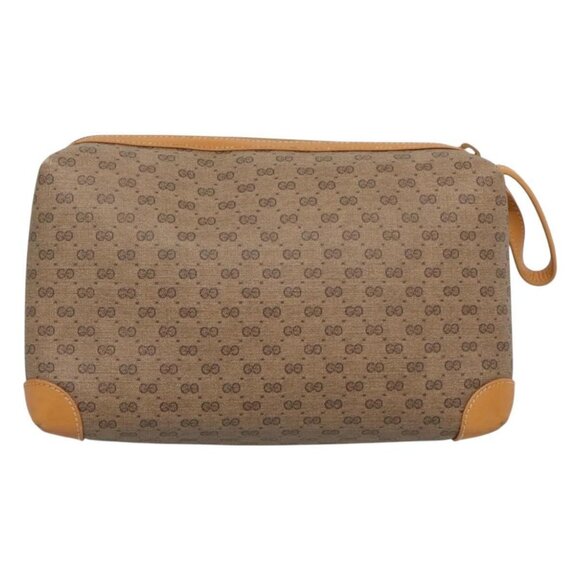 GUCCI Micro GG Supreme Clutch Bag PVC Beige Gold Auth - Picture 8 of 16